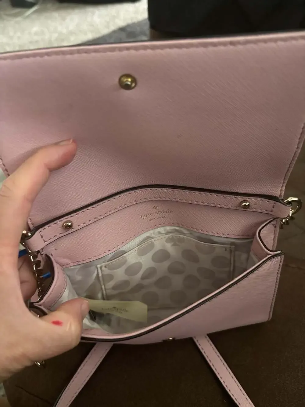 Kate Spade Cedar Street Cami Saffiano Leather Chain Crossbody Bag in Pink